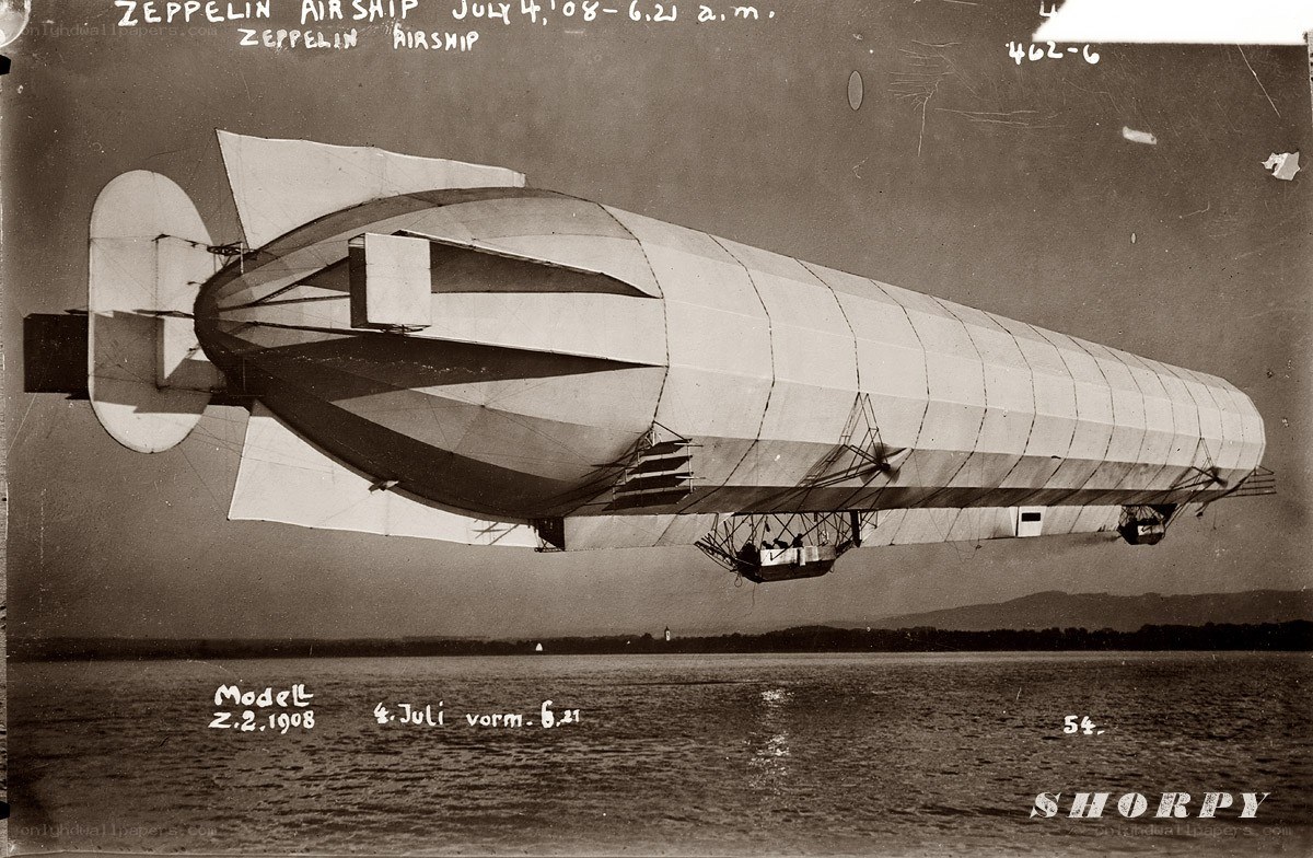 Zeppelin airship over water