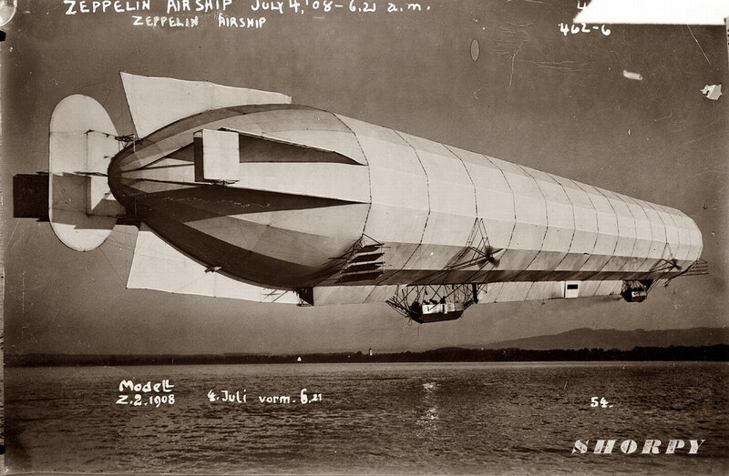 Zeppelin airship over water