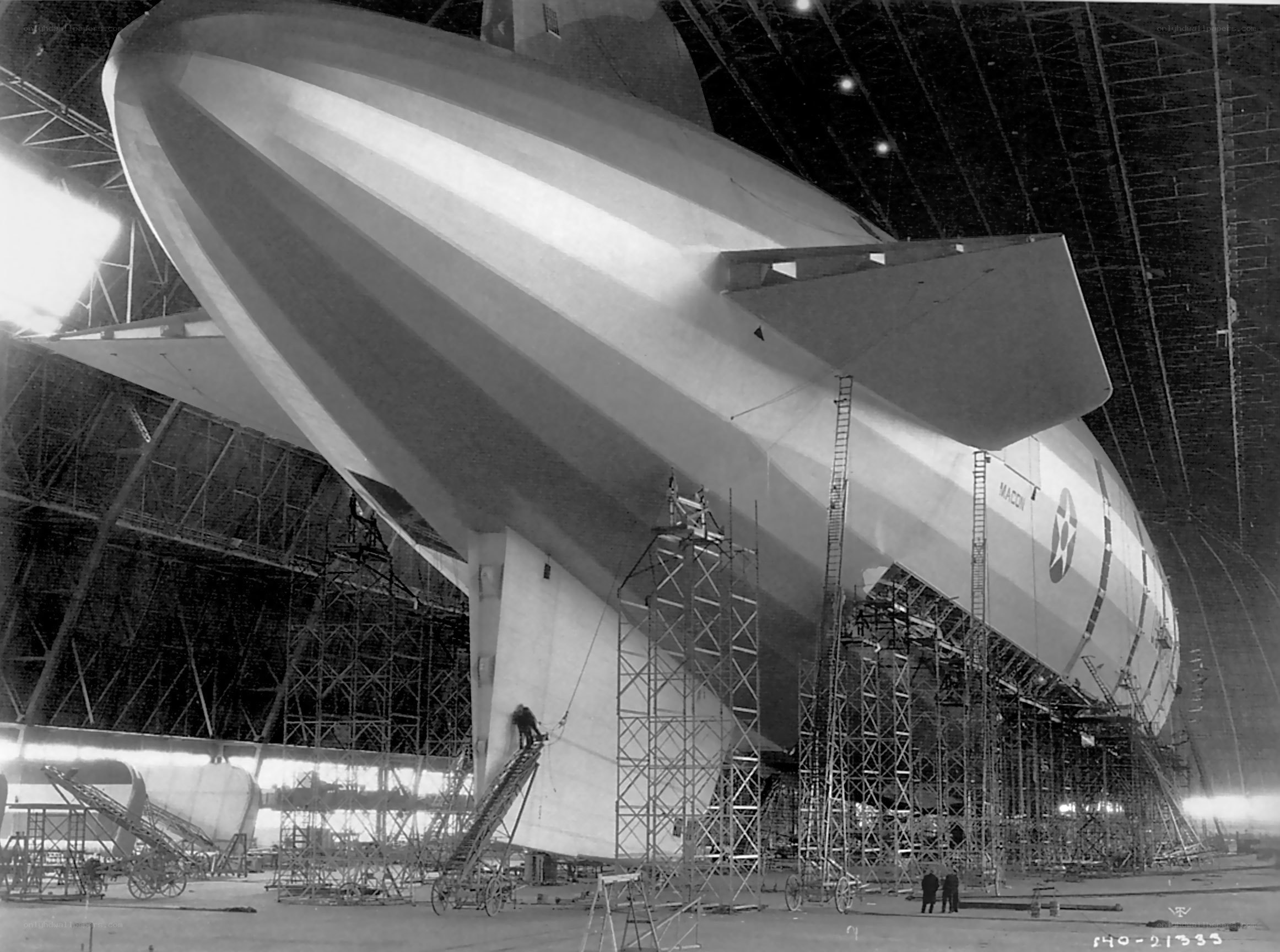 Zeppelin in hangar under construction
