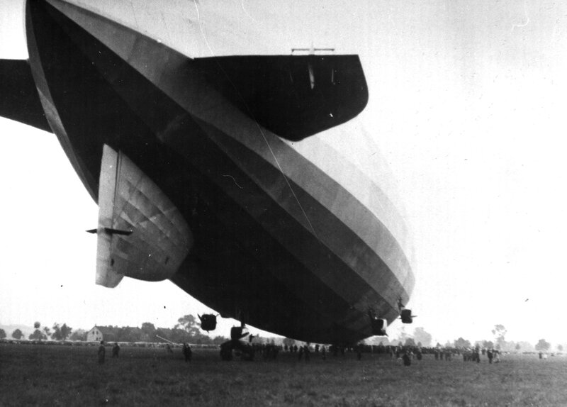 Zeppelin landing on field
