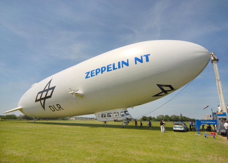 Zeppelin NT airship on grass field