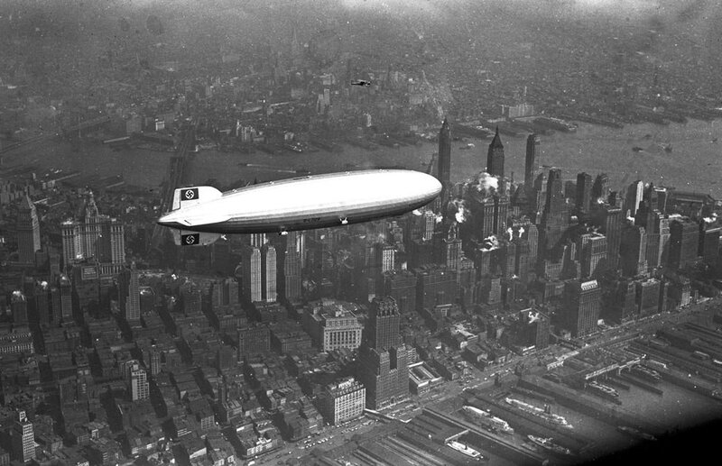 Zeppelin over City — Black, Historical, Photograph