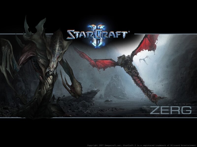 Zerg Creatures in Battle — Black, Dramatic