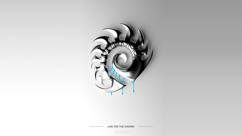 Zerg logo with blue liquid