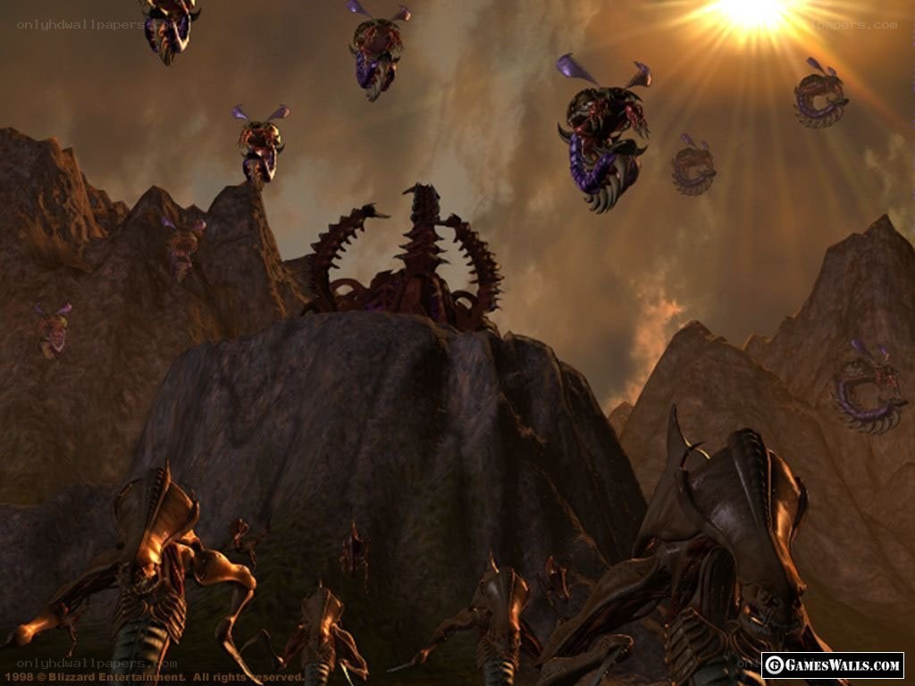 Zerg swarm in a rocky landscape