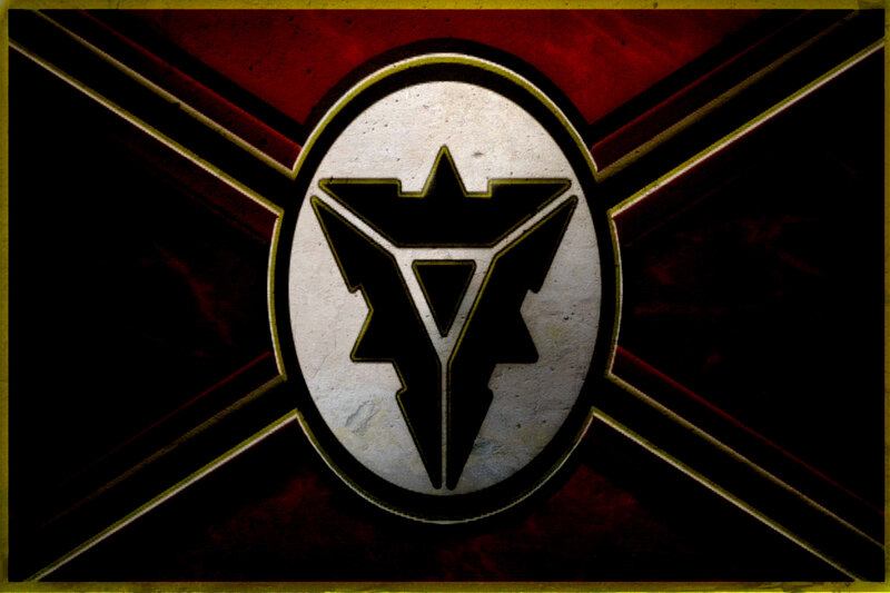 Zerg symbol on red background