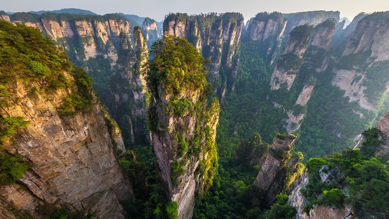 Zhangjiajie Rock Pillars — Green, Dramatic