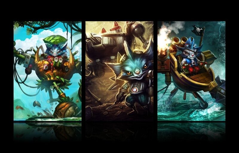 Ziggs character art triptych