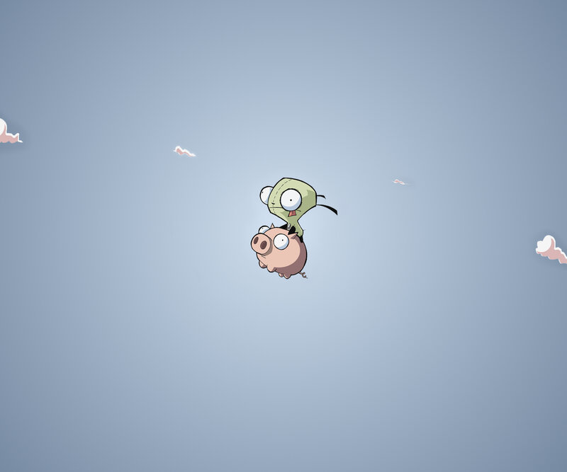 Zim and Gir flying in sky