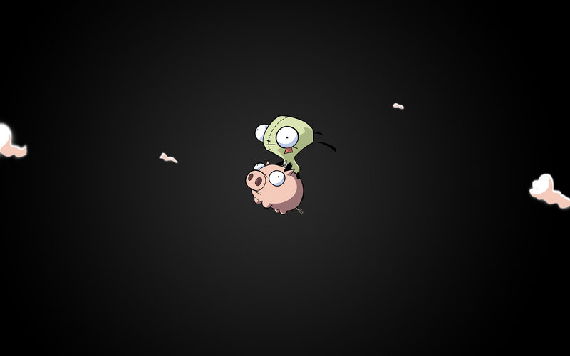 Zim and Gir flying through space