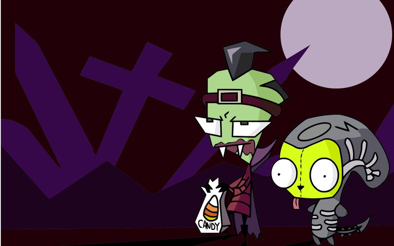 Zim and Gir in Halloween costumes