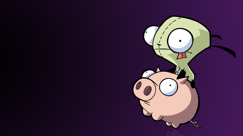 Zim and Gir on a pig