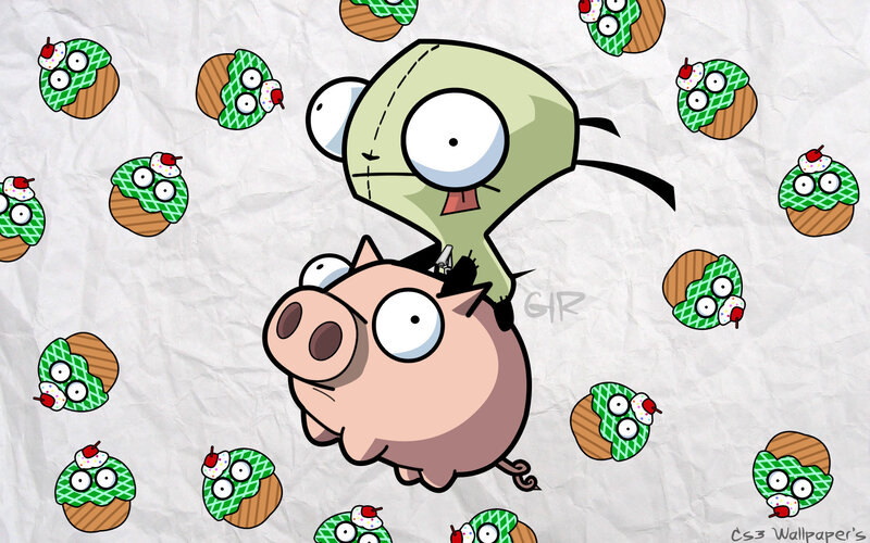 Zim and Gir with cupcakes