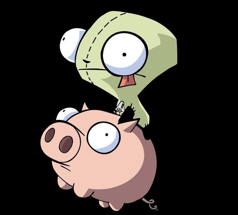 Zim and Gir with pig