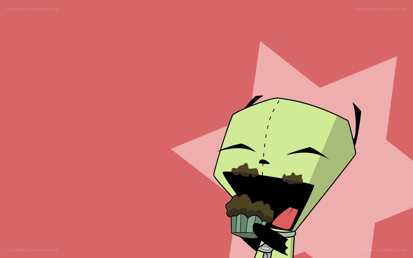Zim eating a cupcake