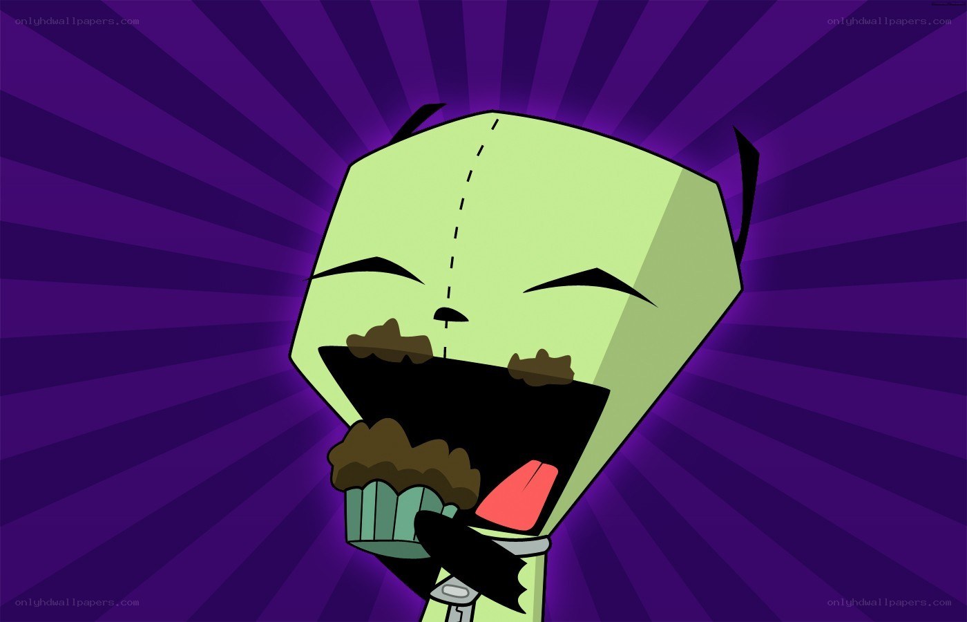 Zim eating a cupcake