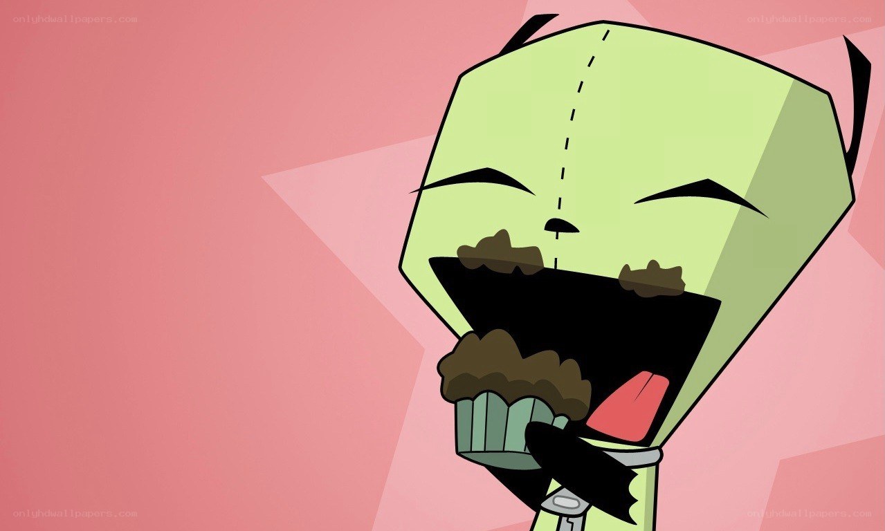 Zim eating a cupcake