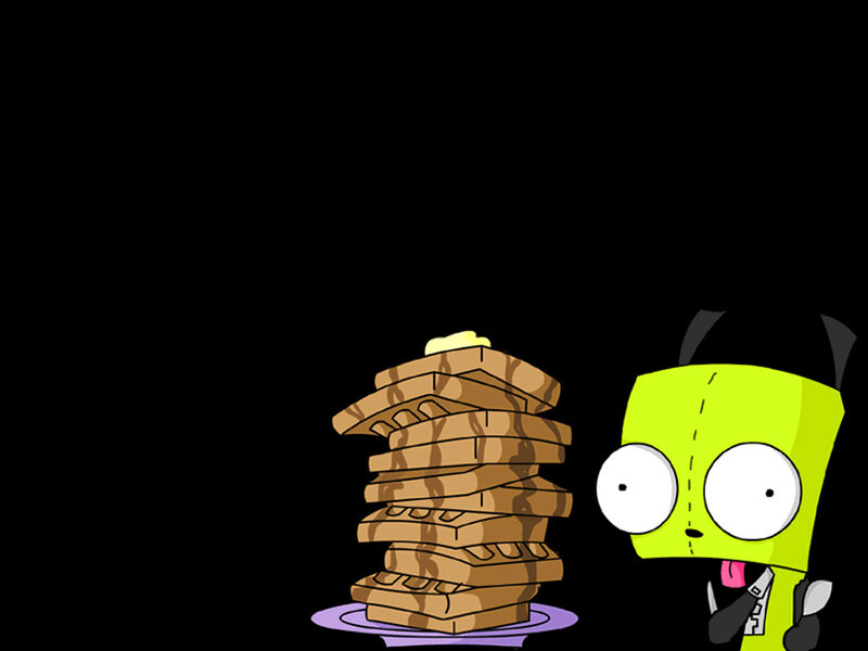 Zim from Invader Zim with pancakes