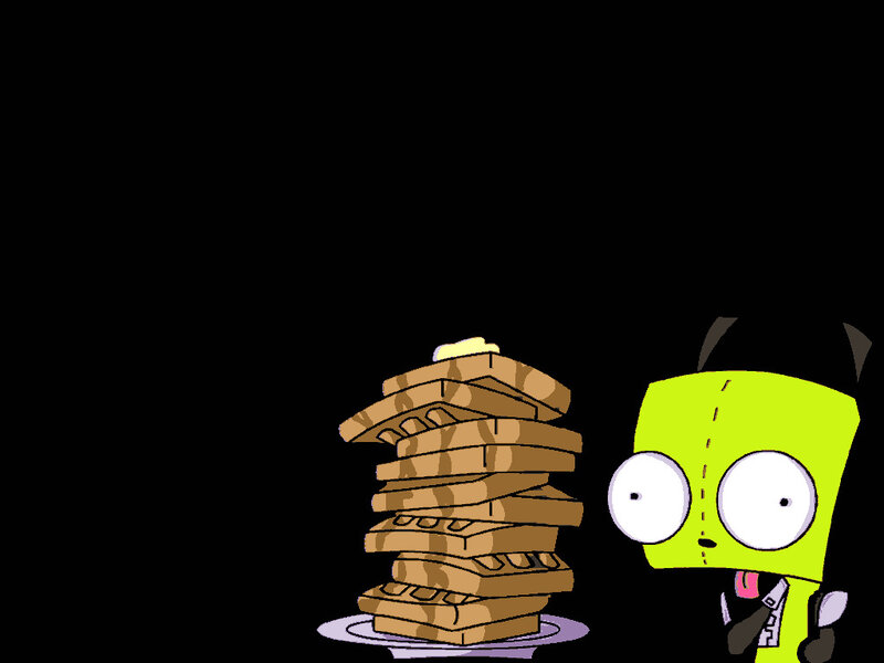 Zim from Invader Zim with pancakes