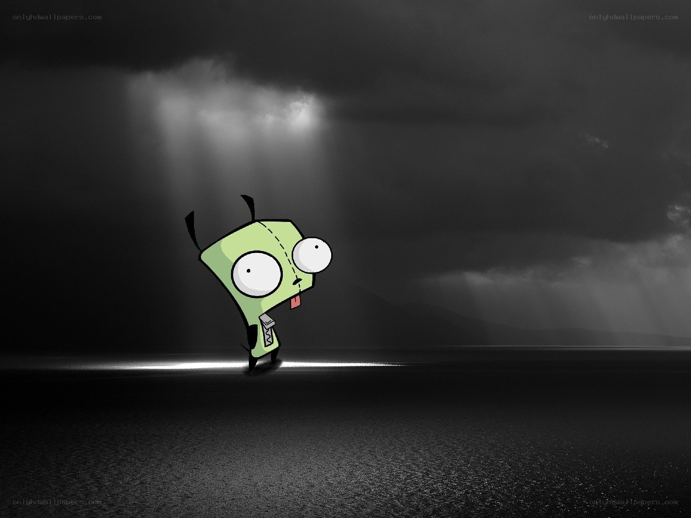 Zim in a dark landscape