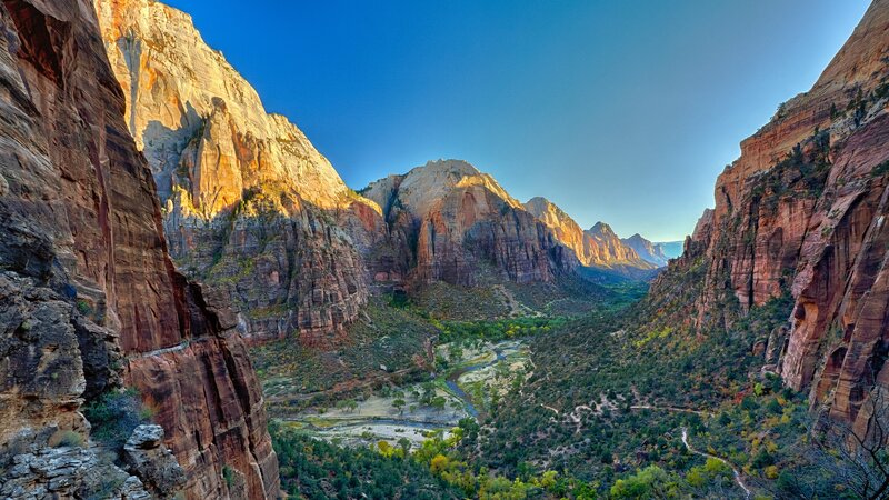 Zion Canyon Landscape — Blue, Serene, Morning