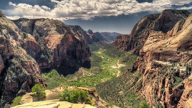 Zion Canyon Landscape — Brown, Dramatic, Afternoon, Photograph, Mountains