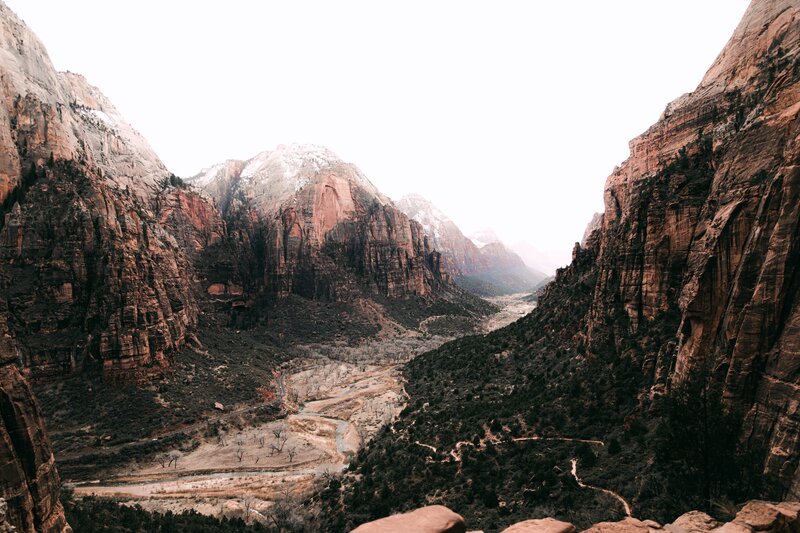 Zion Canyon Landscape — Brown, Serene, Winter