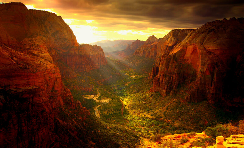 Zion Canyon Landscape — Orange, Dramatic