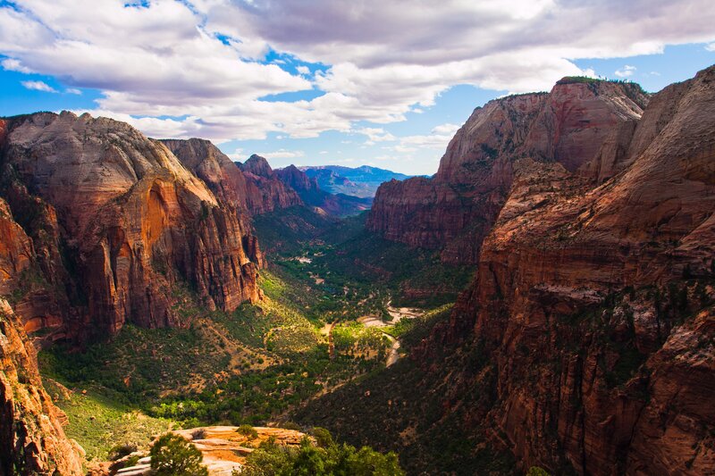 Zion Canyon Landscape — Red, Dramatic, Afternoon, Photograph, Mountains