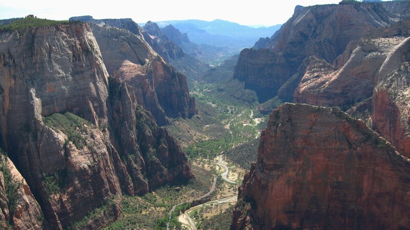Zion Canyon Landscape — Red, Dramatic, Afternoon, Photograph, River