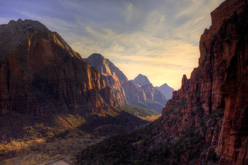 Zion Canyon Landscape — Red, Dramatic, Sunset