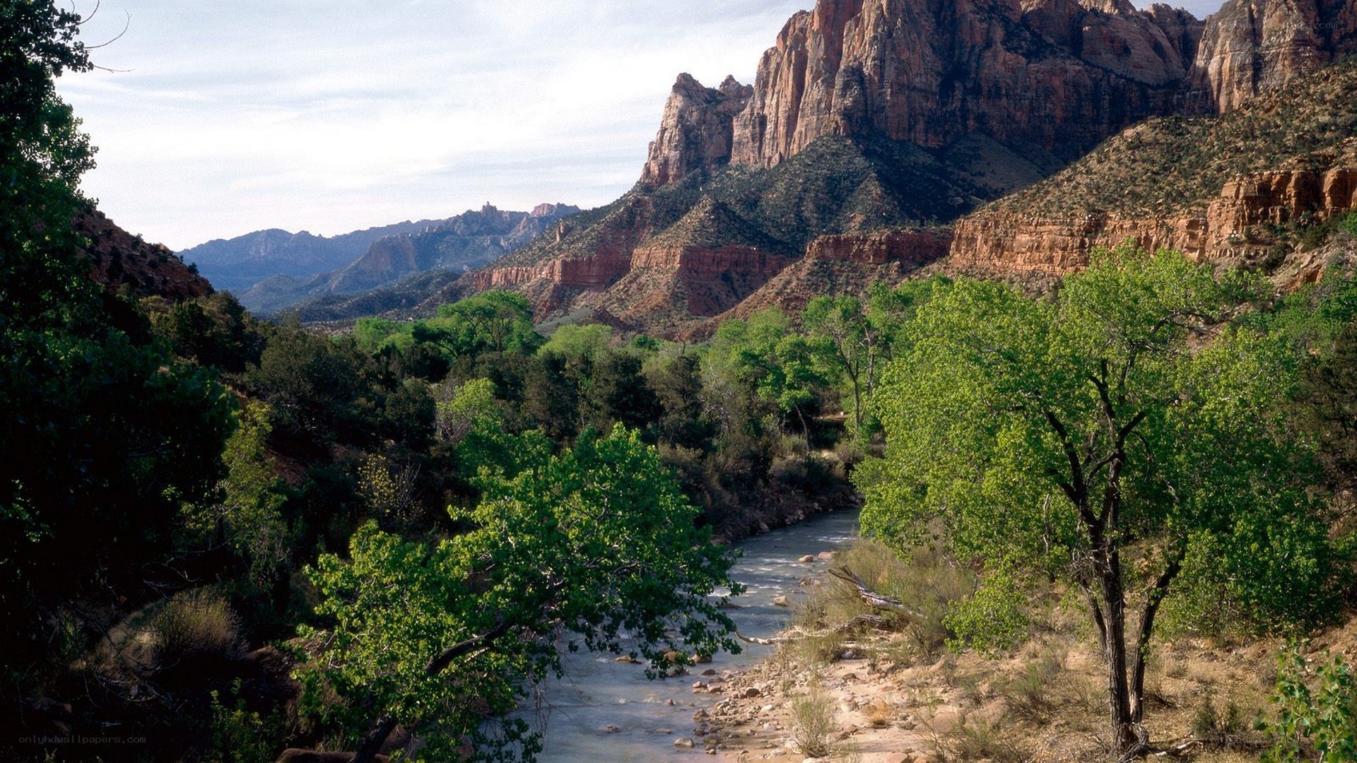 Zion Canyon river landscape