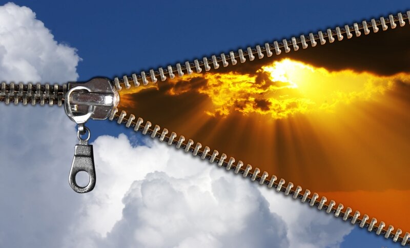Zipper Opening to Sky — Blue, Dramatic