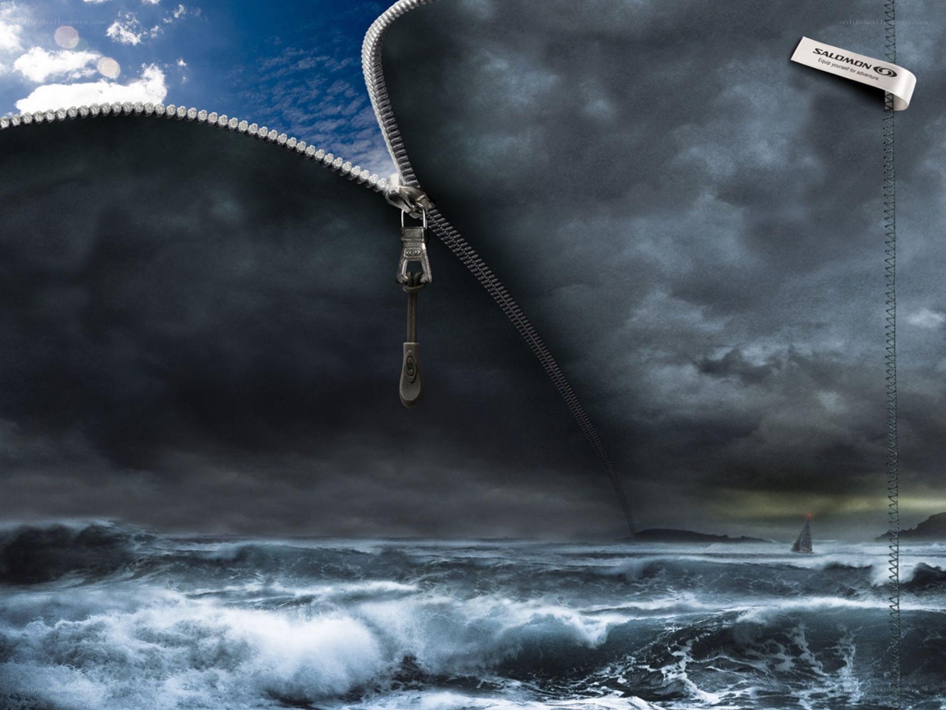 zipper opening to stormy sea