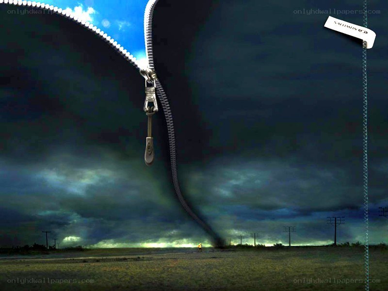 Zipper opening to stormy sky
