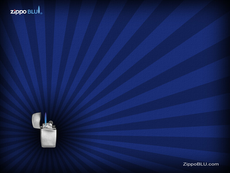 Zippo Blu lighter on blue background