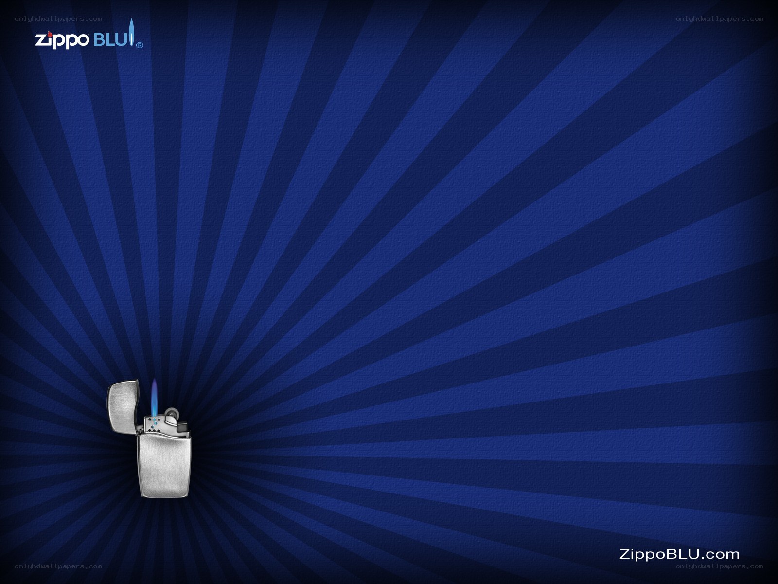 Zippo Blu lighter on blue background
