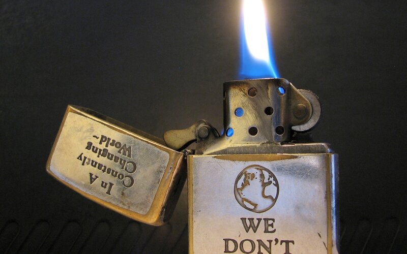 Zippo lighter with blue flame