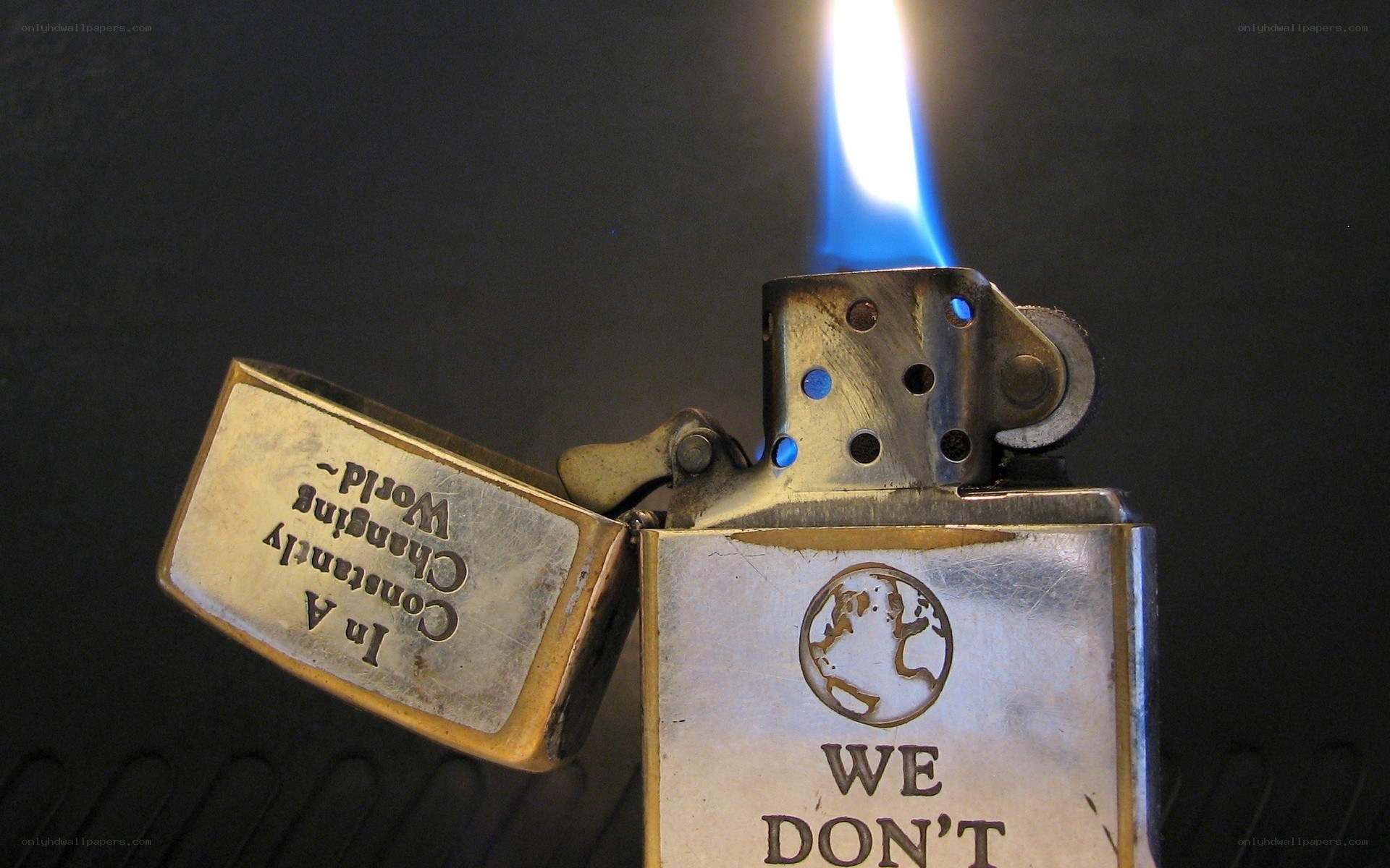 Zippo lighter with blue flame