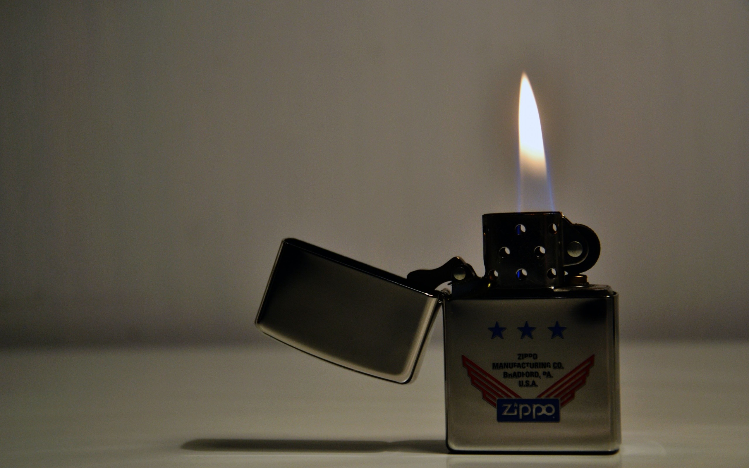 Zippo lighter with flame