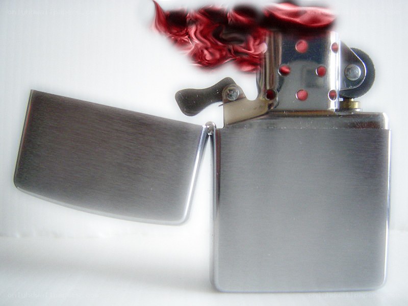 Zippo lighter with red flame