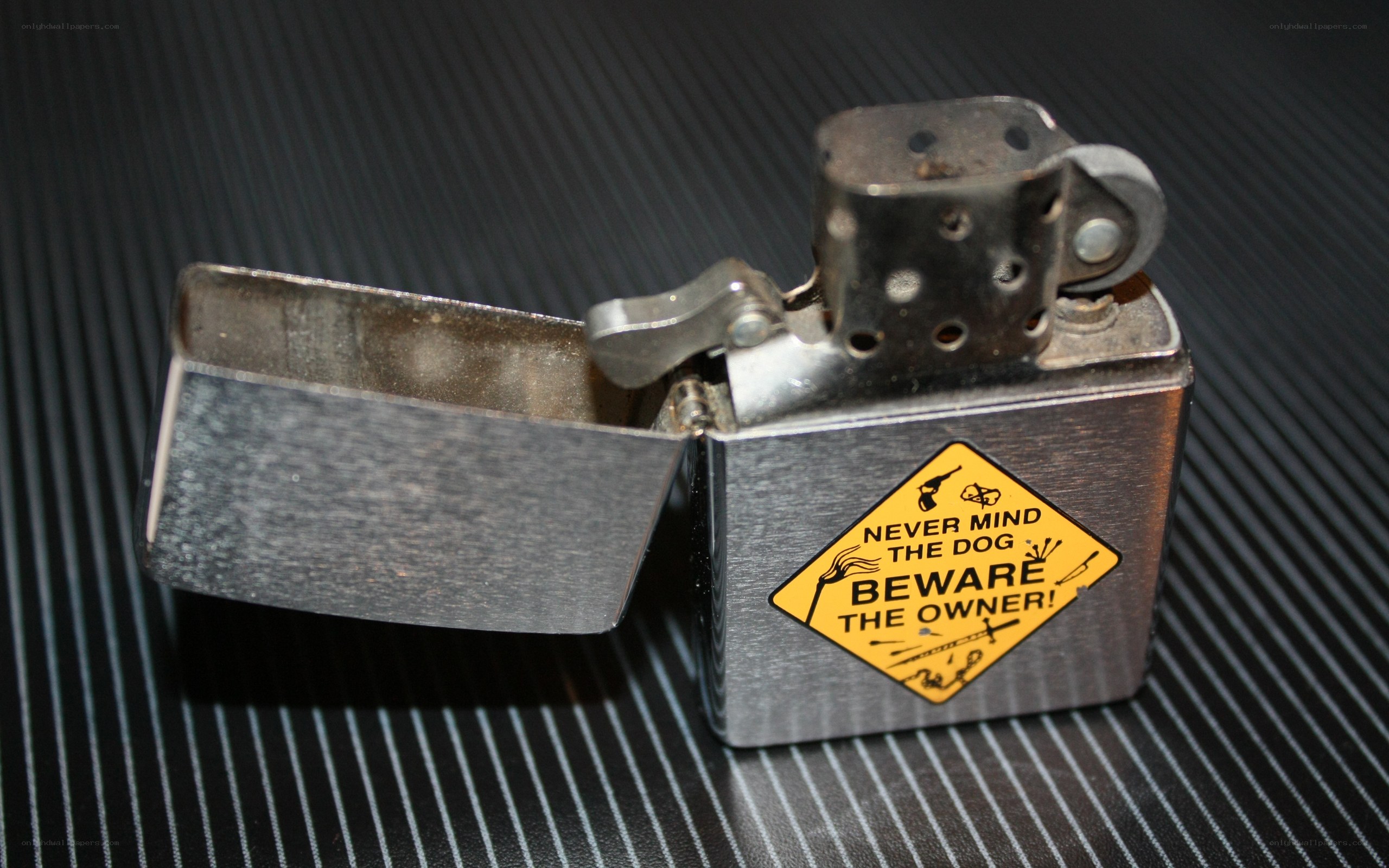Zippo lighter with warning sticker