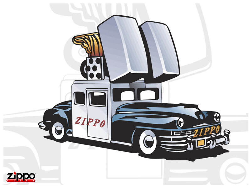 Zippo-themed cartoon car