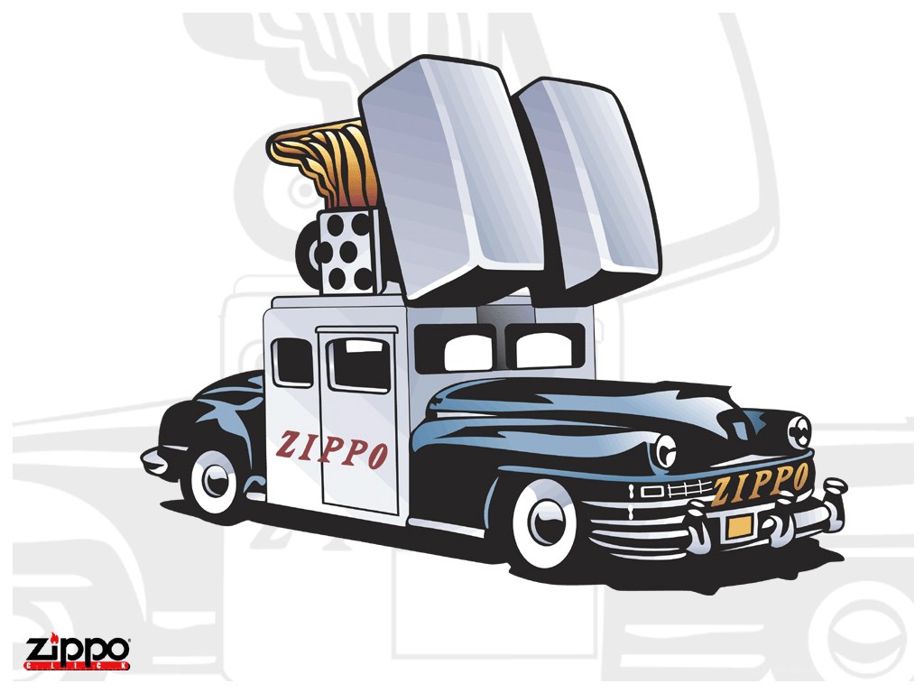 Zippo-themed cartoon car