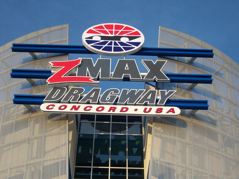 ZMAX Dragway sign at Concord USA