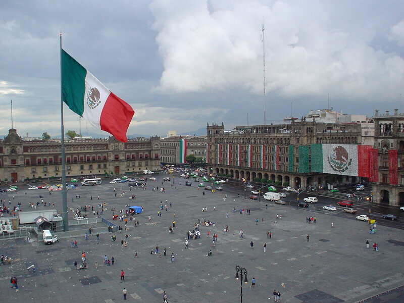 Zocalo with Mexican flag