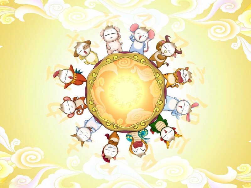 Zodiac animals around a sun
