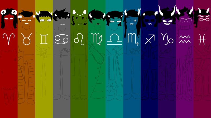 Zodiac Characters in Rainbow