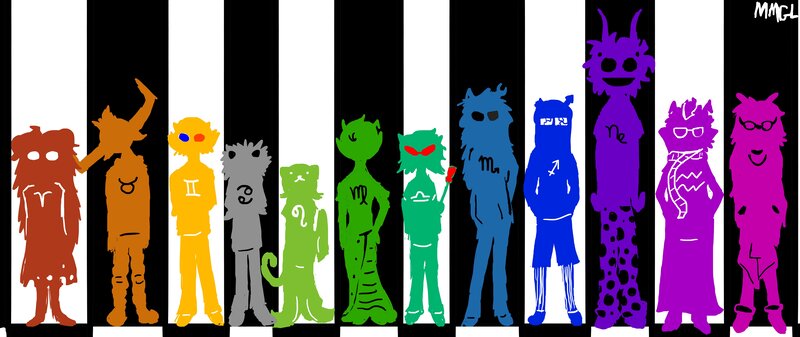 zodiac characters in silhouette