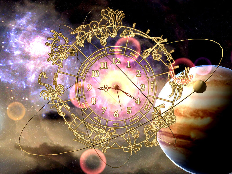 Zodiac Clock in Space — Purple, Cosmic